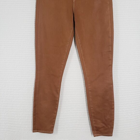 L'Agence Jeans Womens 26 Brown Cognac Margot High Rise Skinny Coated Western USA - Picture 14 of 16